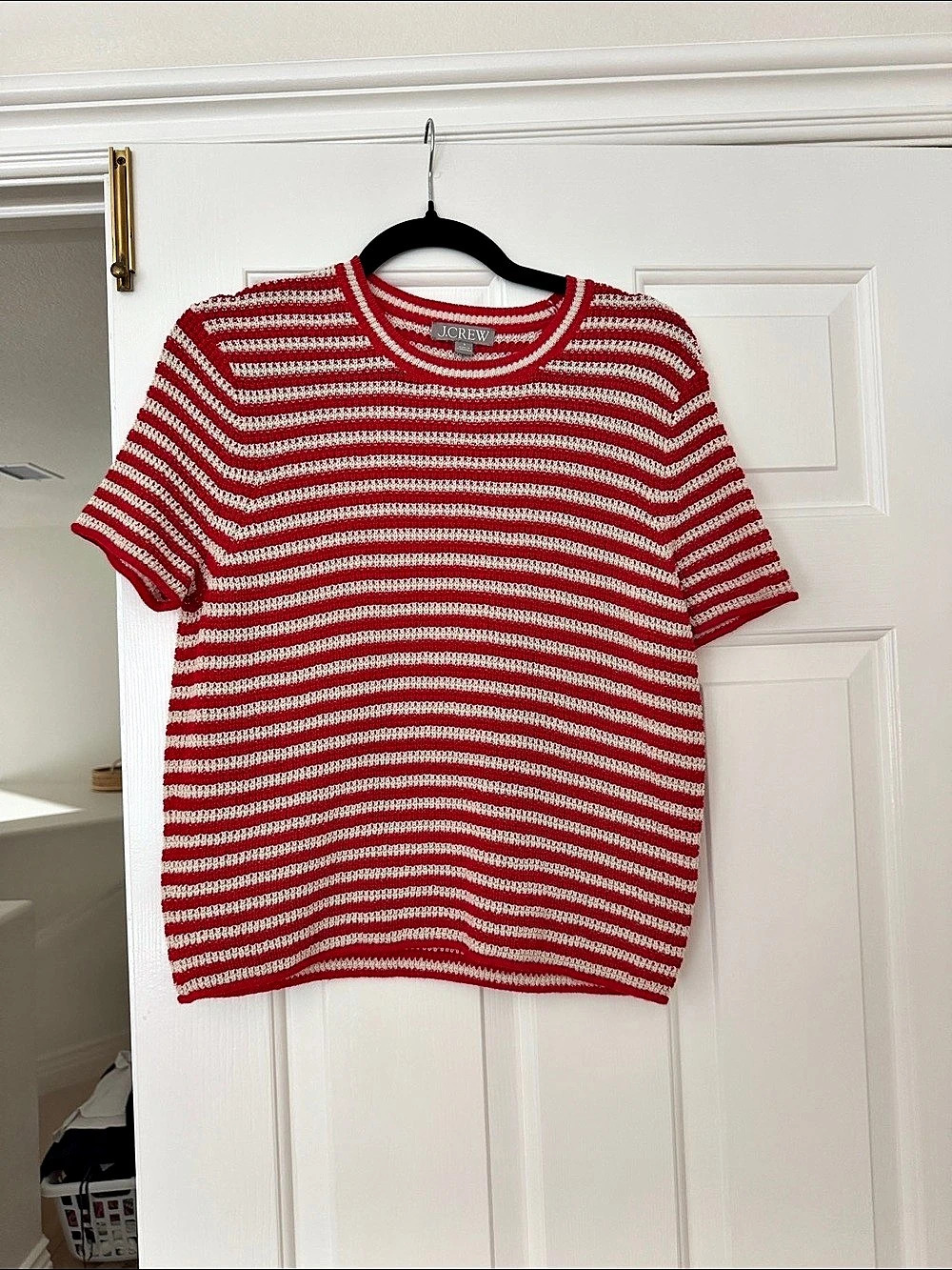 J.Crew Striped Crew Neck Sweater in Red & White Like New